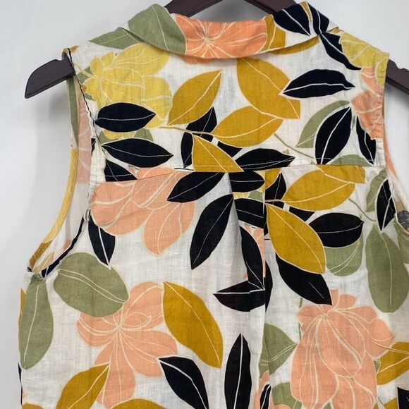 Rachel Zoe Linen Sleeveless High-Lo Shirt Dress Shift Tropical Print Small - Picture 8 of 10